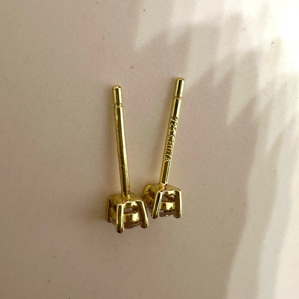 NEW⚜️14K Over Sterling Silver CZ Stud Earrings - Picture 6 of 7